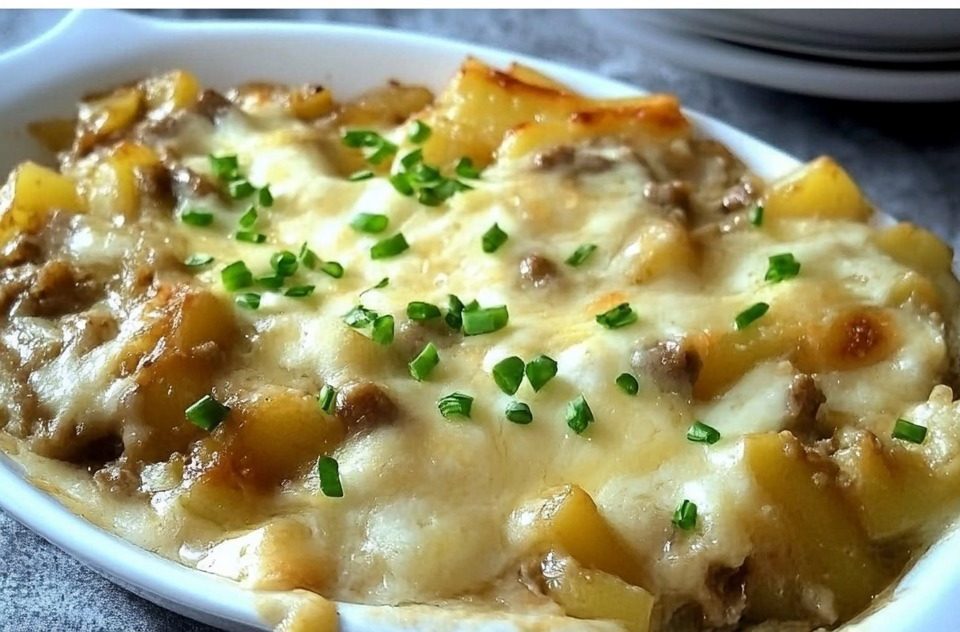 Kartoffel Hack Auflauf in Käsesoße