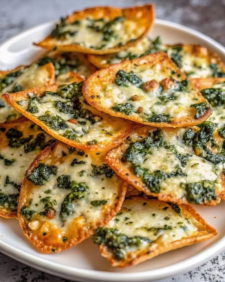 Mediterrane Spinat- und Feta-Käse-Crisps