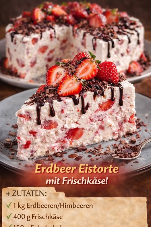 Erdbeer Eistorte mit Frischkäse